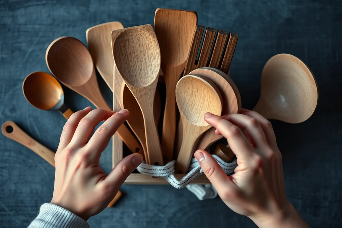 top wooden kitchen utensils and holder — Top Wooden Kitchen Utensils and Holder (the finished result)