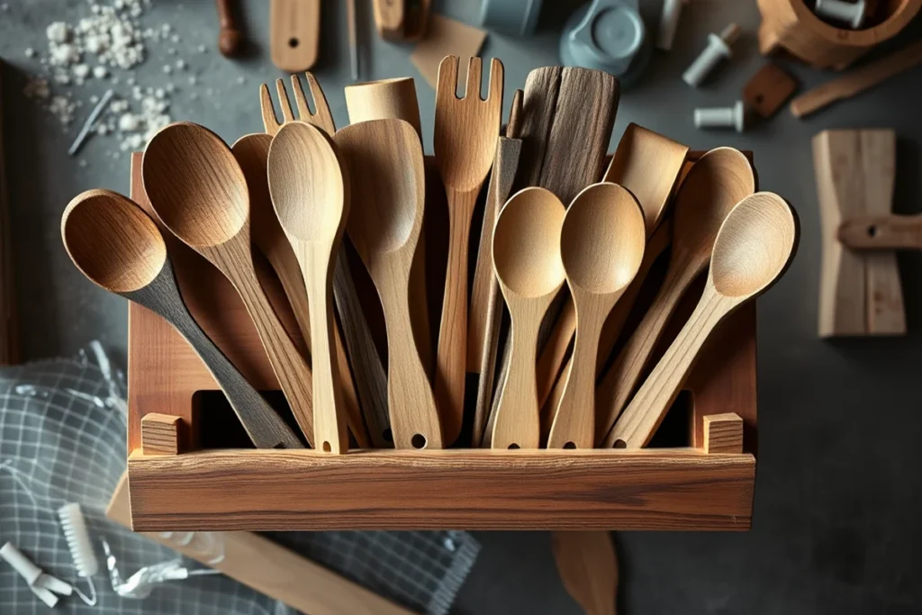 Wooden Utensils In Holder Comparison