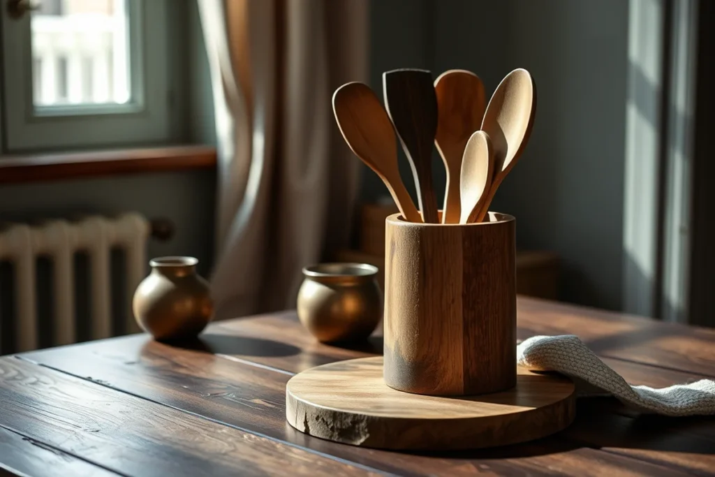 Cheap Wooden Utensil And Holder