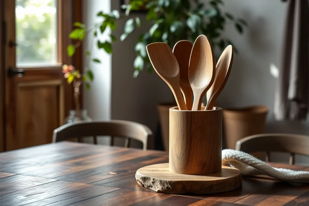 Cheap Wooden Utensil With Holder
