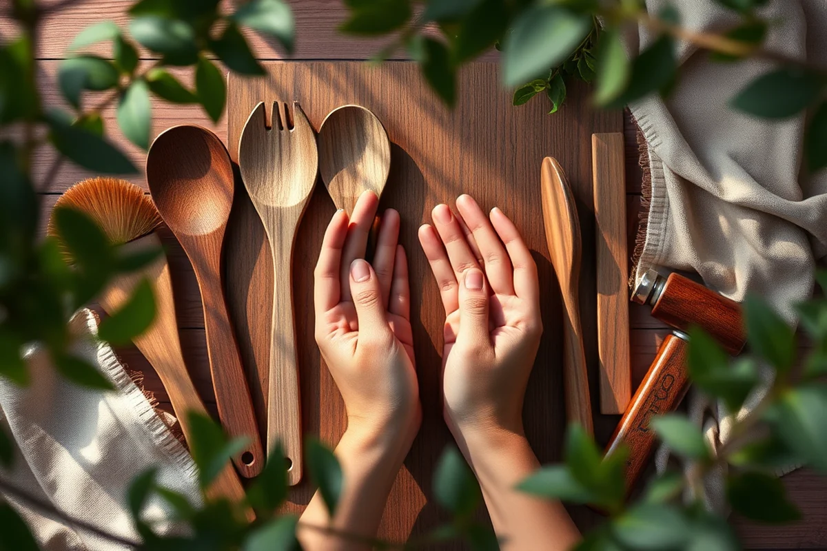 teak wooden utensil set — Teak Wooden Utensil Set (the finished result)