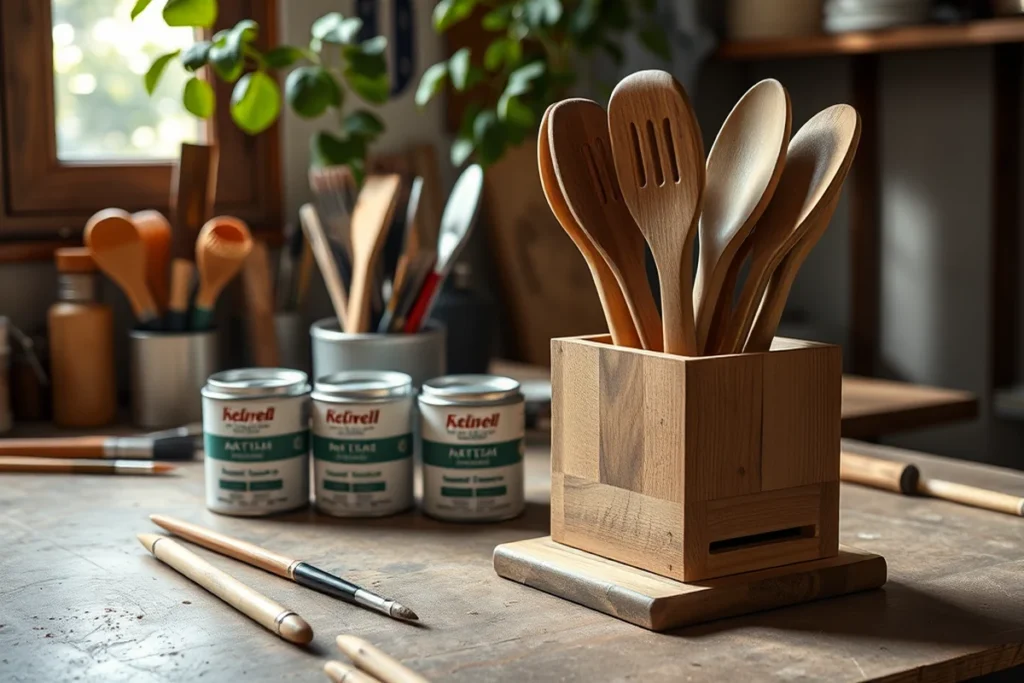 Top Wood Utensils Holder For Kitchen