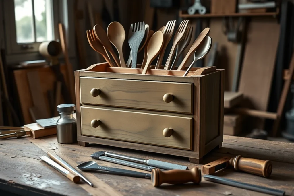 Top Wooden Utensil Drawer Holder