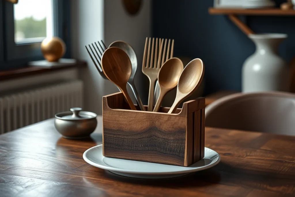 Top Wooden Utensil Holder For Table