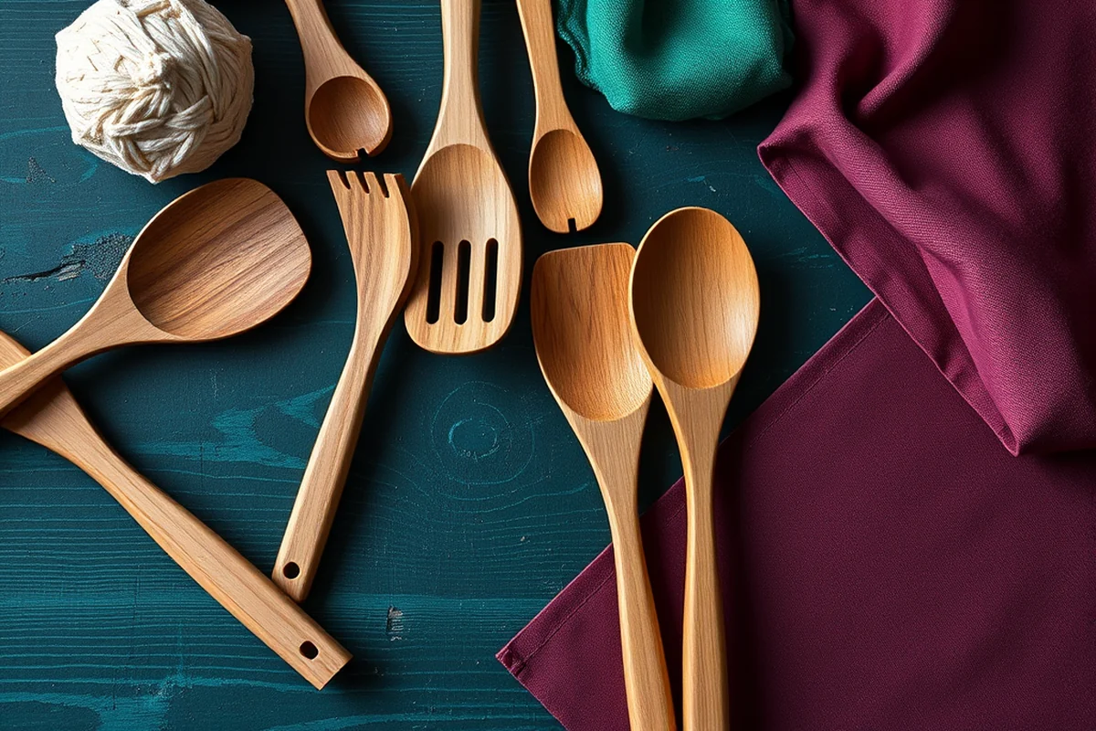 wooden kitchen utensils set — Wooden Kitchen Utensils Set (the finished result)