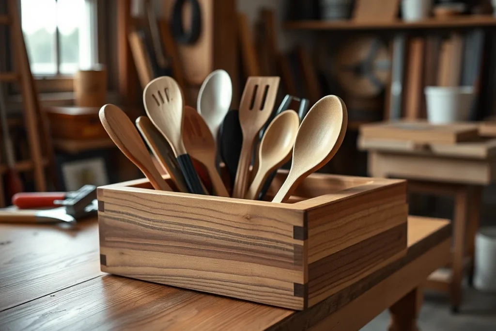 Wooden Utensil Drawer Holder Vs