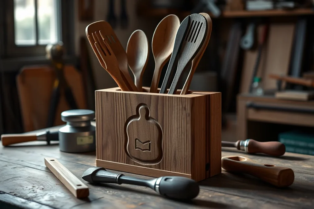 Wooden Utensil Holder
